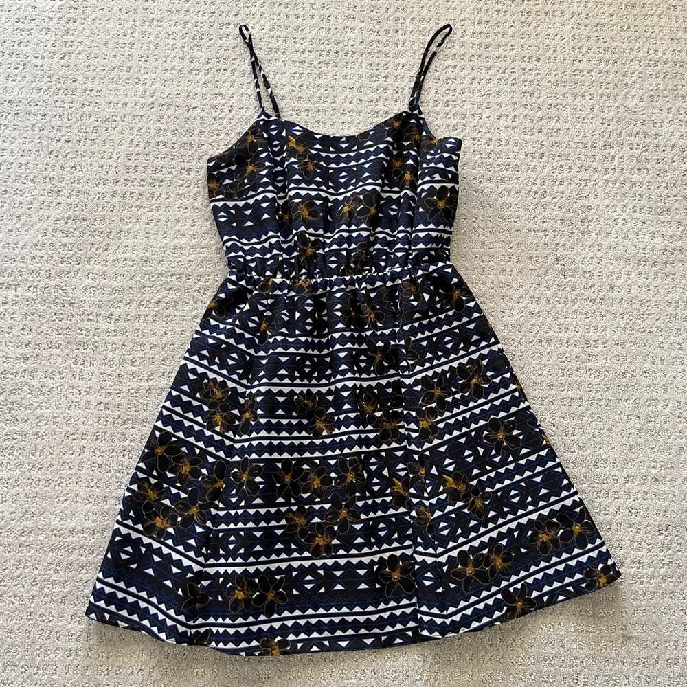 J. Crew Blue Geometric Print Dress - Size 2